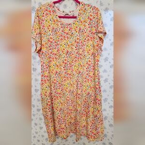 Isaac Mizrahi Floral Ditsy Midi Dress - Red, Yellow, Green